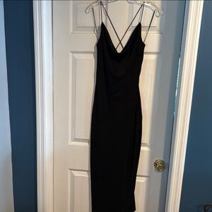 Petal & Pup Black Halter Sheath Maxi Dress